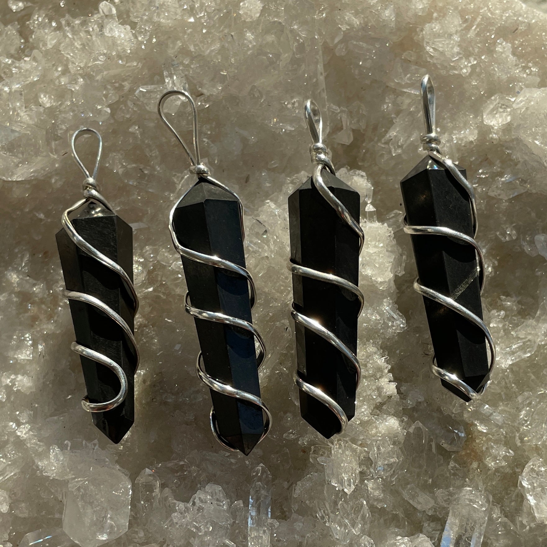 Shungite - Wire Wrapped DT Point Pendant Shungite - Wire Wrapped DT Point Pendant